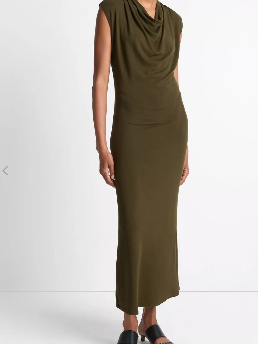 NWT Vince Jersey Olive Green Cowl Neck Maxi Dress